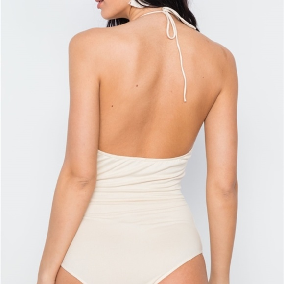 Jane Beige Surplice Bodysuit - Picture 5 of 5